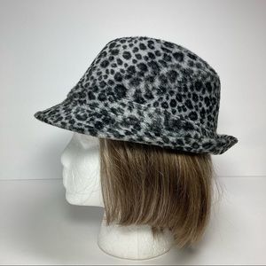 ABG Accessories Grey Black Faux Fur Cheetah Print Fedora NEW